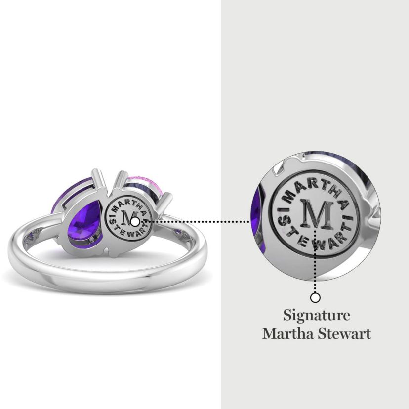Lab Created Martha Stewart 2 Carat Pink Sapphire and Amethyst Two Stone Ring In Sterling Silver