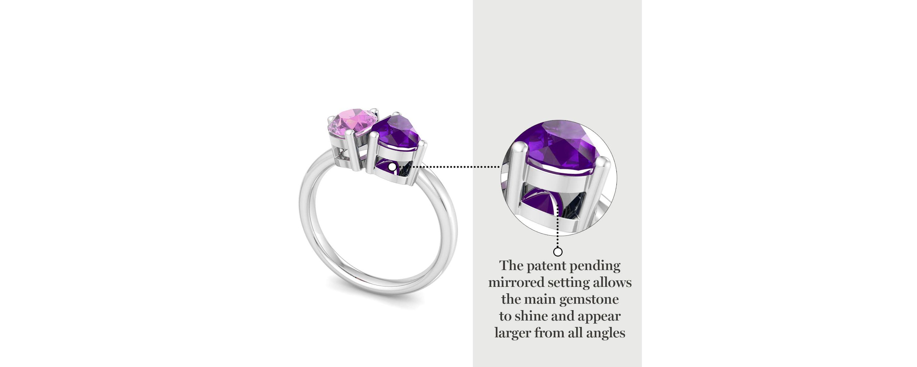 Lab Created Martha Stewart 2 Carat Pink Sapphire and Amethyst Two Stone Ring In Sterling Silver