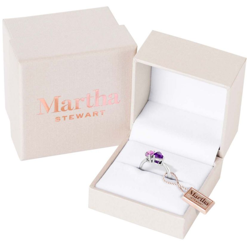 Lab Created Martha Stewart 2 Carat Pink Sapphire and Amethyst Two Stone Ring In Sterling Silver