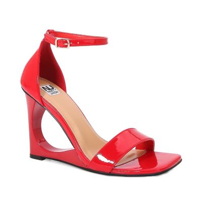 Ninety Union Women's Sky Metallic Wedge Sandal, Red, 12M