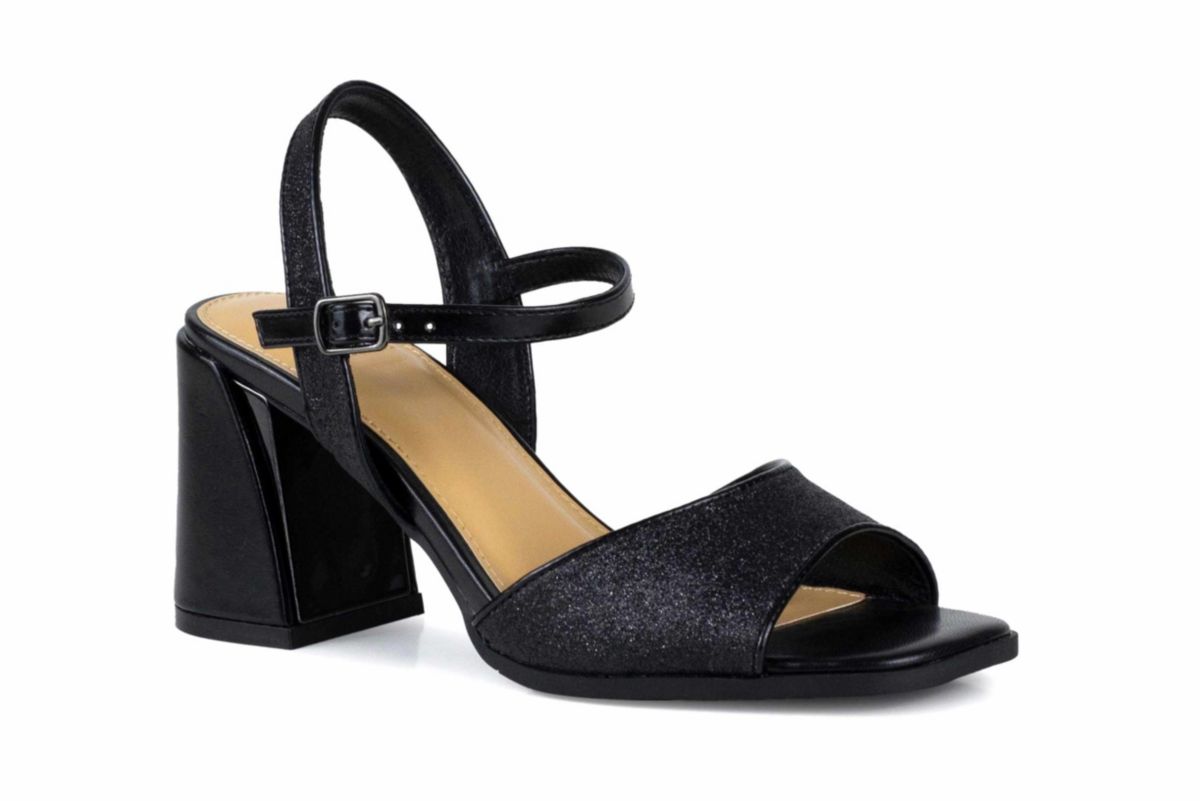 Sophia, Block Heel Metallic Sandal