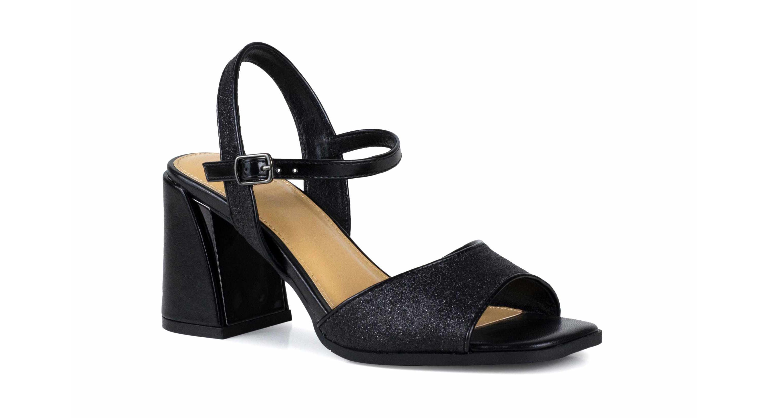 Sophia, Block Heel Metallic Sandal