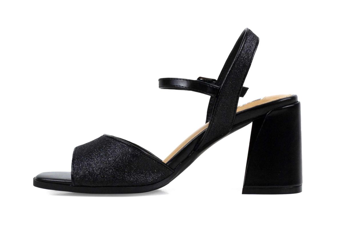 Sophia, Block Heel Metallic Sandal