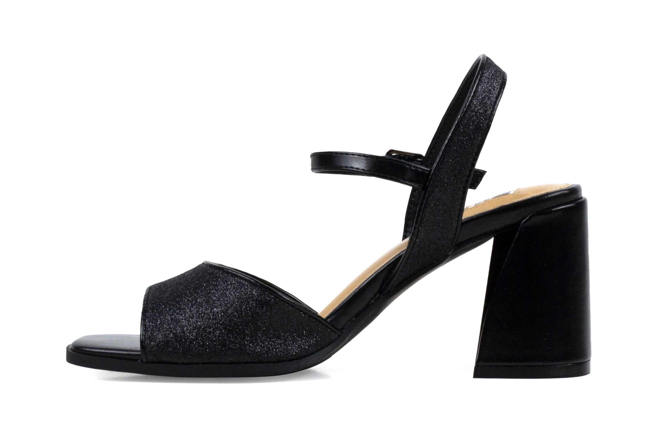 Sophia, Block Heel Metallic Sandal