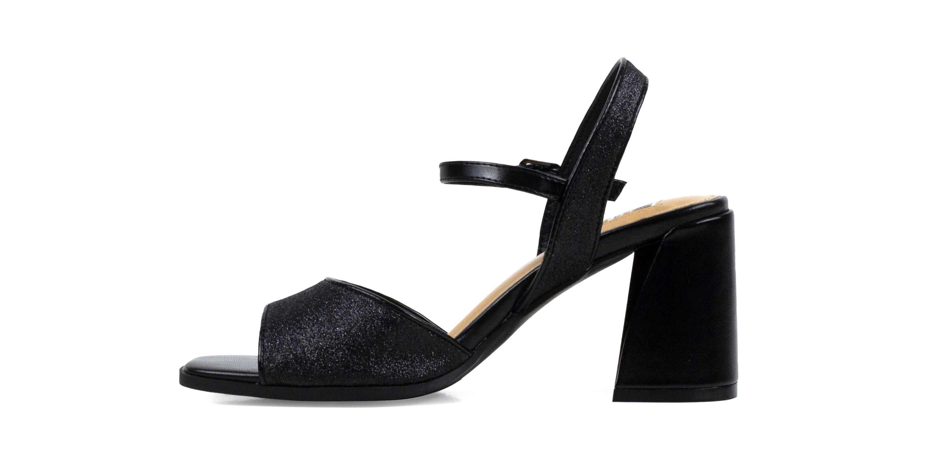 Sophia, Block Heel Metallic Sandal