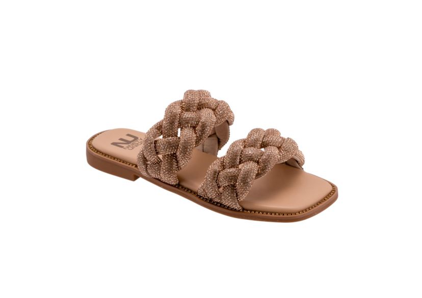 Sunrise, Two Straps, Rhinestone Flat Sandal