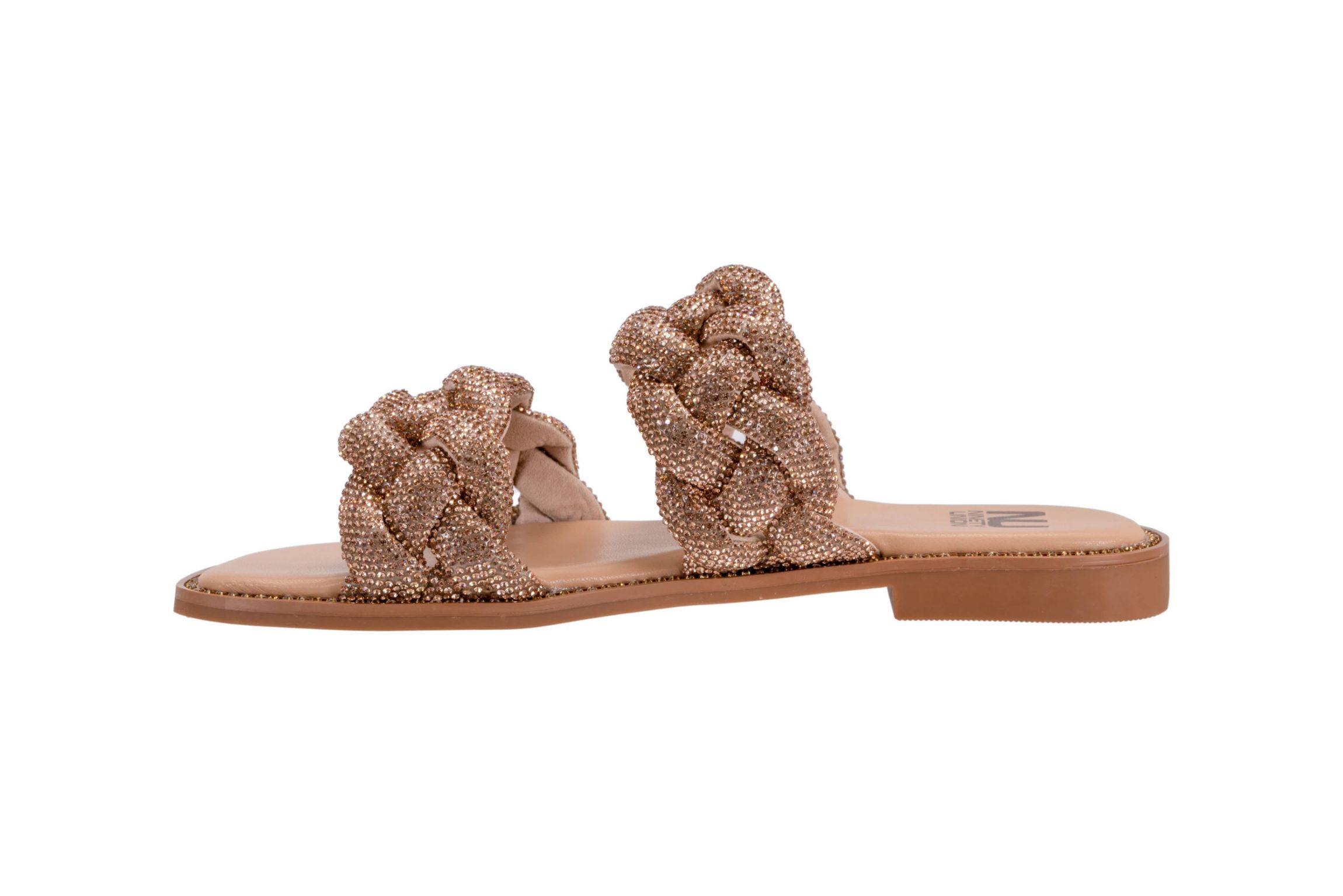 Sunrise, Two Straps, Rhinestone Flat Sandal