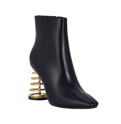 Ninety Union Women's Slinky Spiral Metallic Heel Bootie, Black, 5M