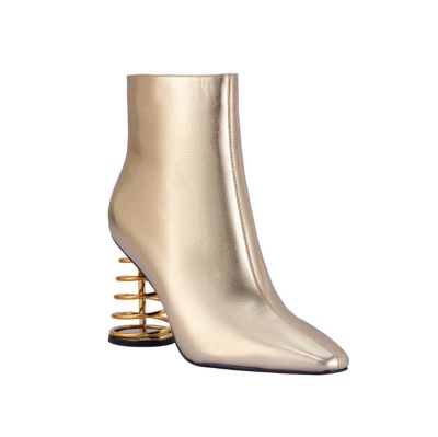 Ninety Union Women's Slinky Spiral Metallic Heel Bootie, Gold, 13M