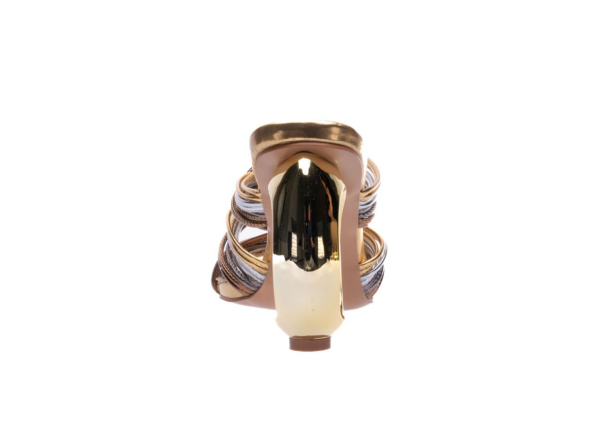 Brazil, Multi Color Strapy Sandal On A  Architectual Heel