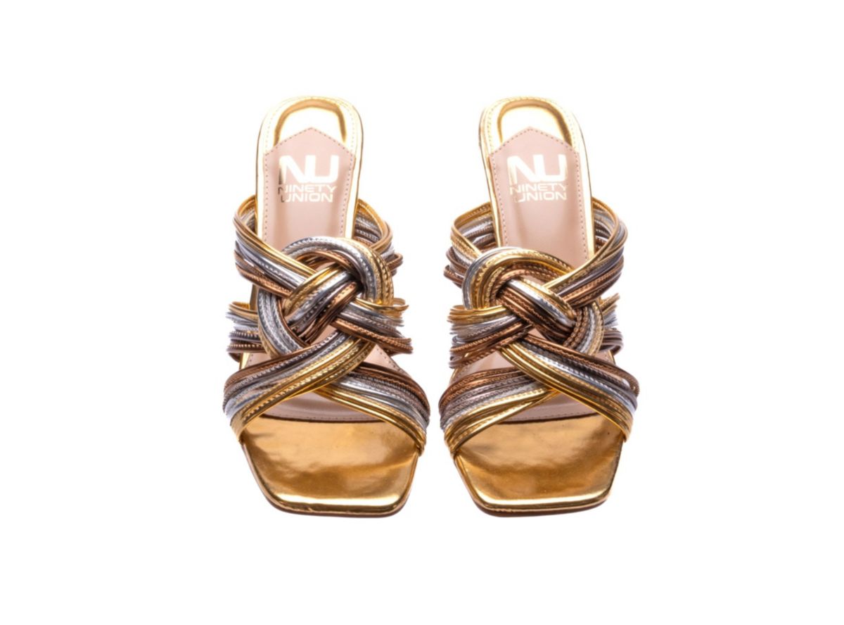 Brazil, Multi Color Strapy Sandal On A  Architectual Heel