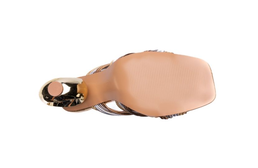 Brazil, Multi Color Strapy Sandal On A  Architectual Heel