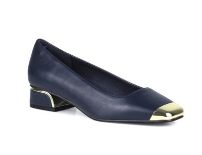 Ninety Union Women's Eagle Metallic Heel Cap Toe Flat, Navy Blue, 13M