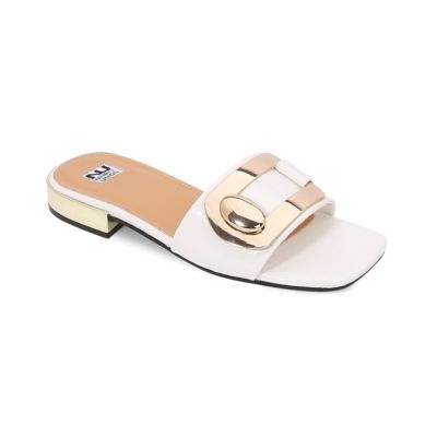 Ninety Union Women's Bali Hardware Metallic Slide, White, 8M