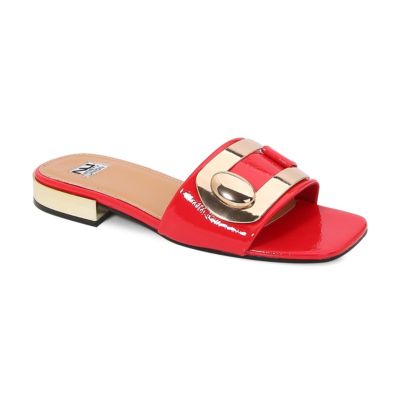 Ninety Union Women's Bali Hardware Metallic Slide, Red, 4M