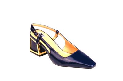 Ninety Union Women's Blake Metallic Block Heel Slingback, Navy Blue, 12M