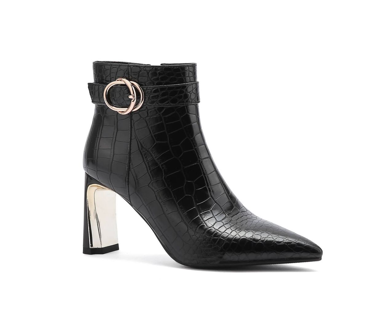 Groovy, Metallic Heel Croc Bootie