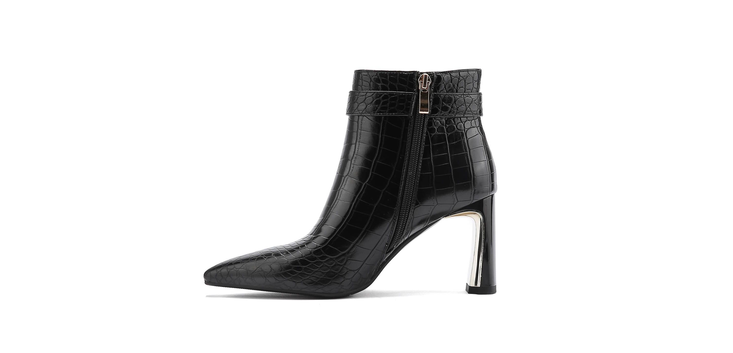Groovy, Metallic Heel Croc Bootie