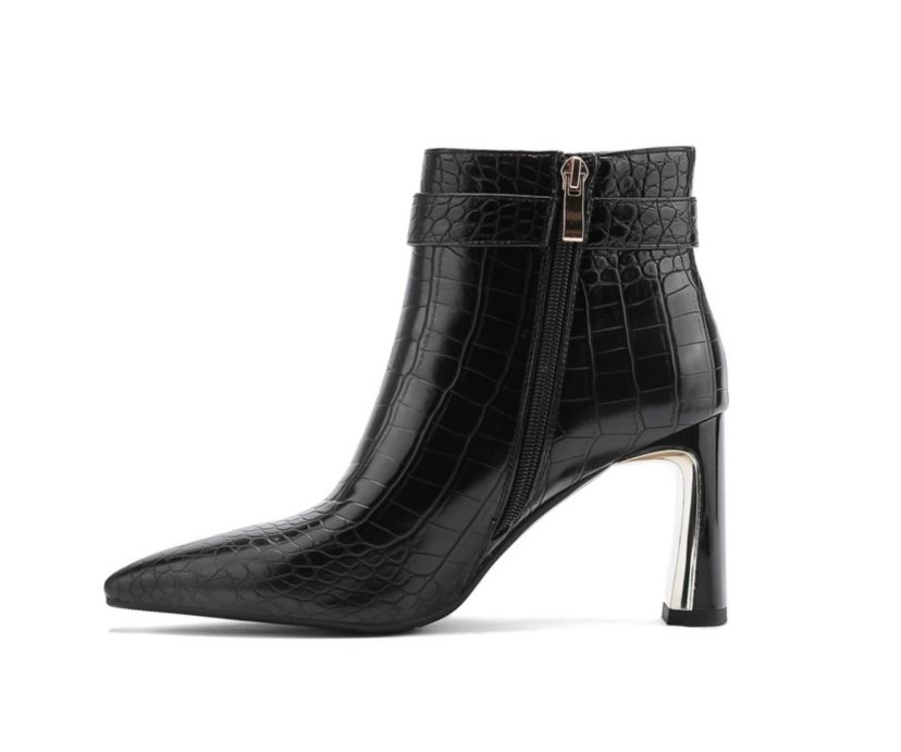 Groovy, Metallic Heel Croc Bootie