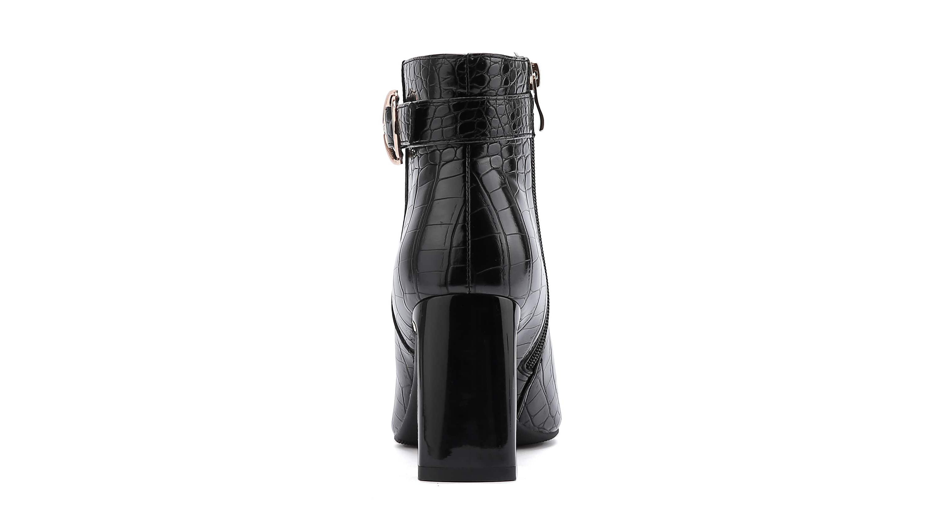Groovy, Metallic Heel Croc Bootie