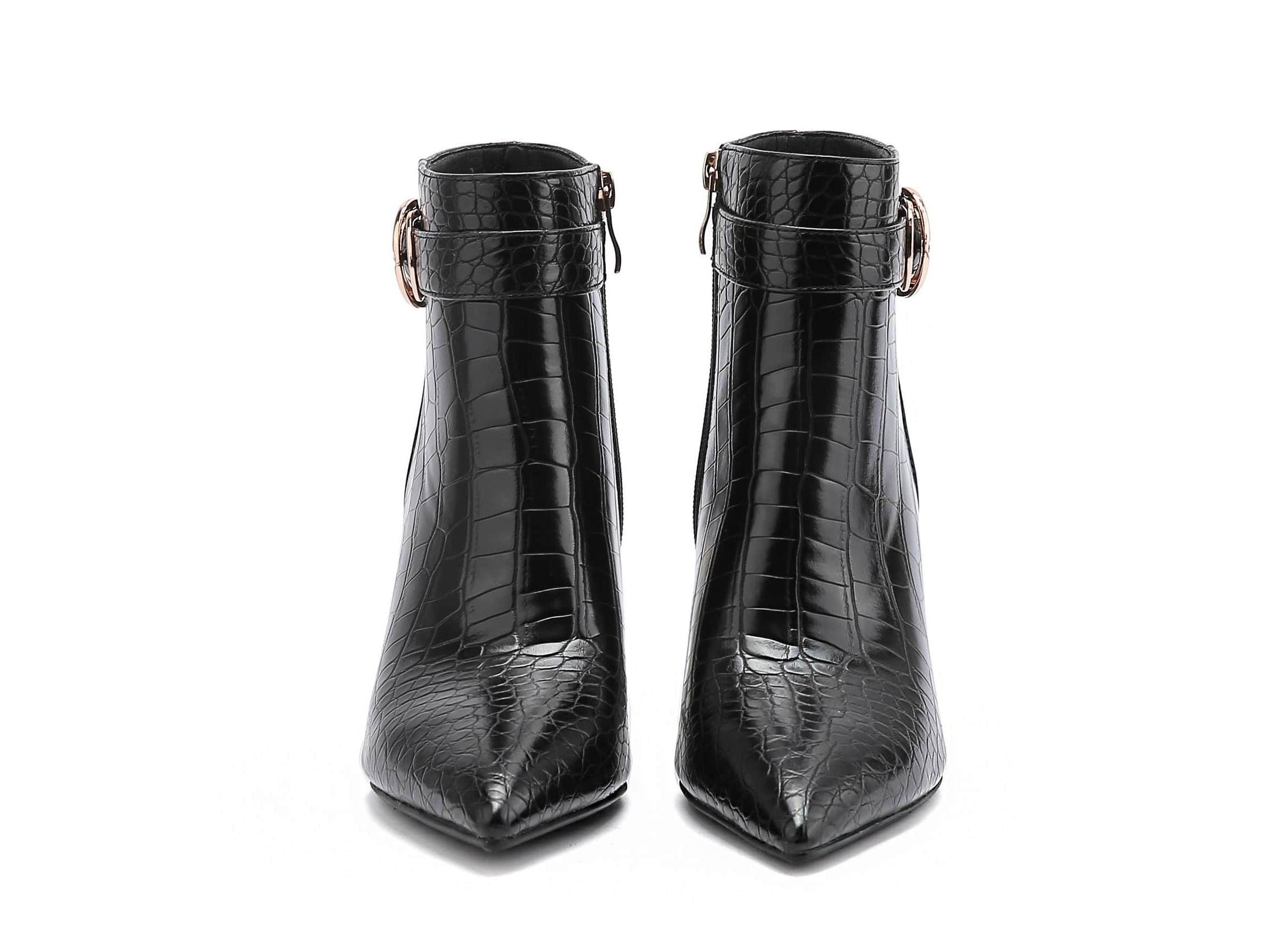 Groovy, Metallic Heel Croc Bootie