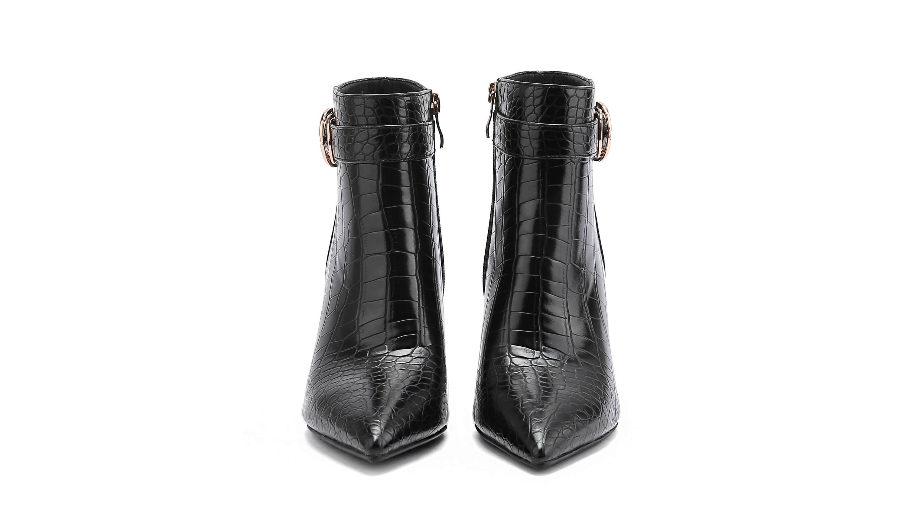 Groovy, Metallic Heel Croc Bootie