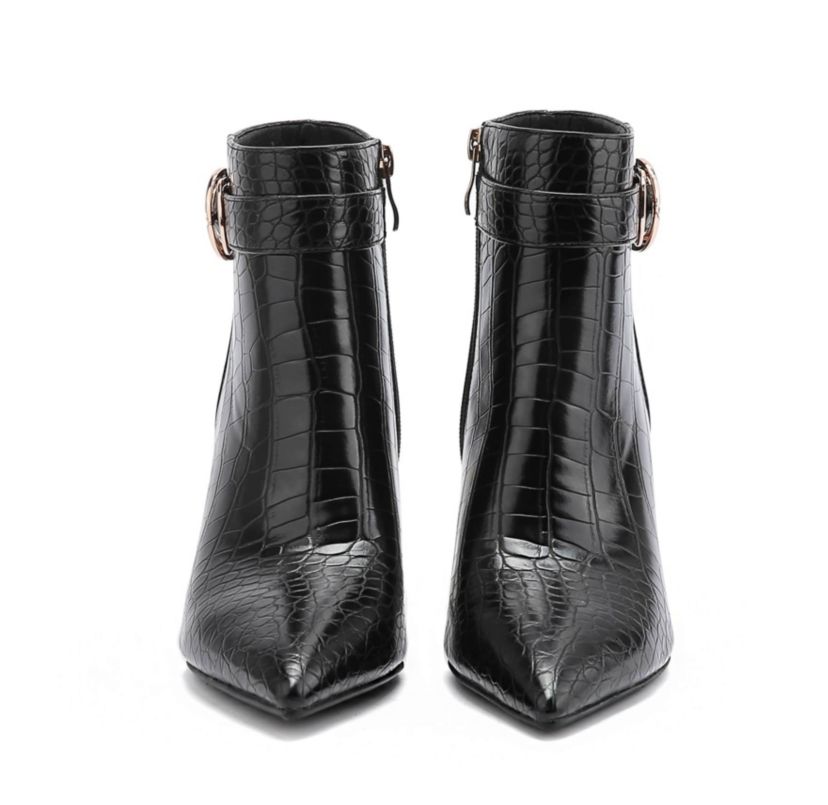 Groovy, Metallic Heel Croc Bootie
