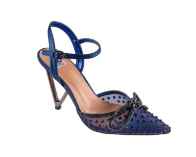 Ninety Union Women's Gloria Mesh & Rhinestone Trimmed Pump On A Architectural Heel, Navy Blue, 5M