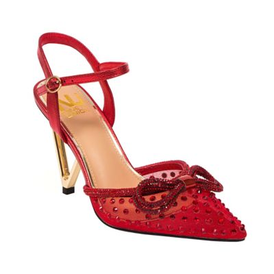 Ninety Union Women's Gloria Mesh & Rhinestone Trimmed Pump On A Architectural Heel, Red, 11M