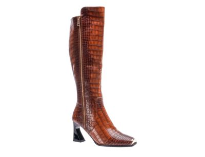 Ninety Union Women's London Tall Croco-Printed High Heel Boot, Brown, 12M
