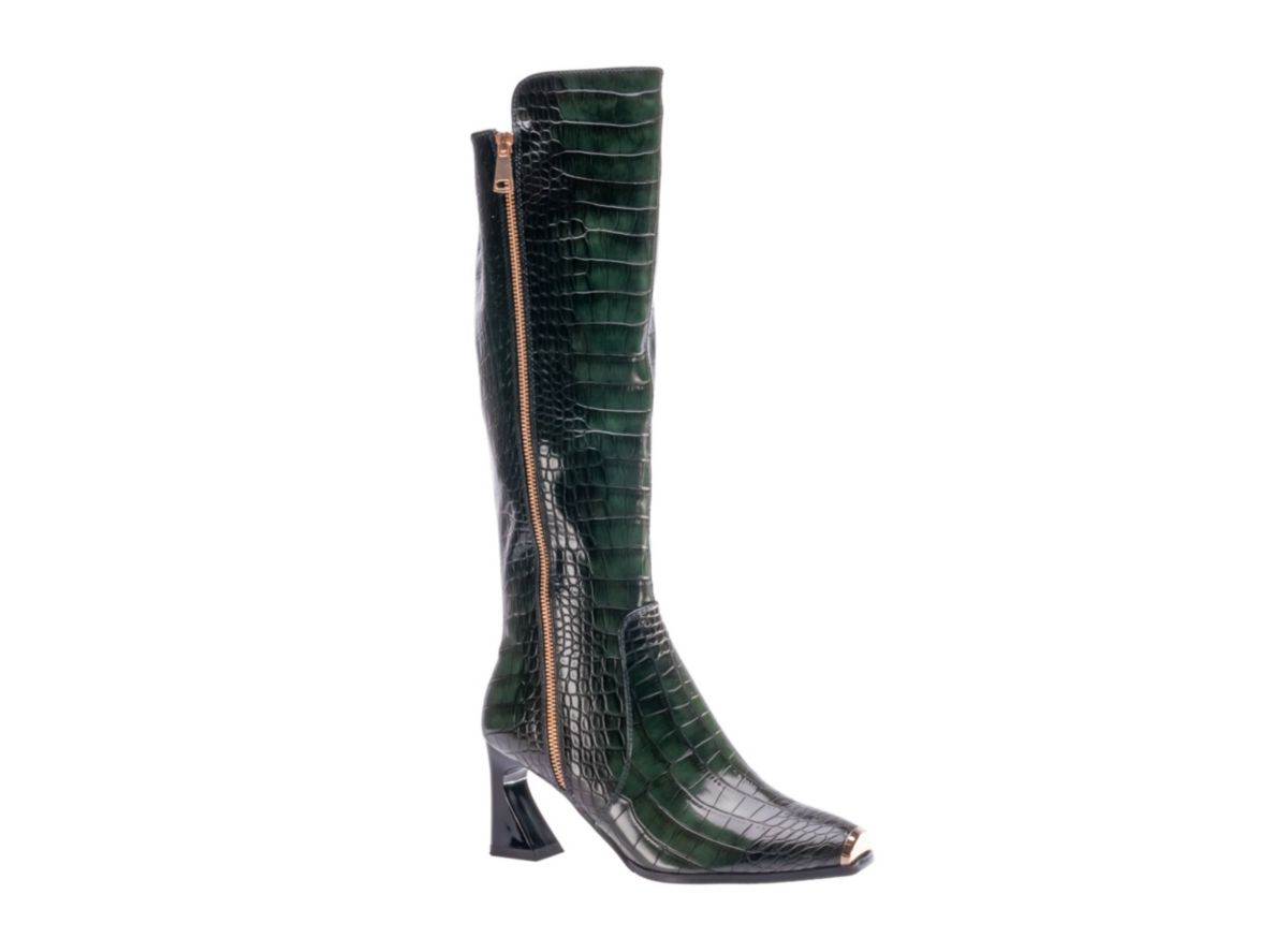 London, Tall Croco-Printed High Heel Boot
