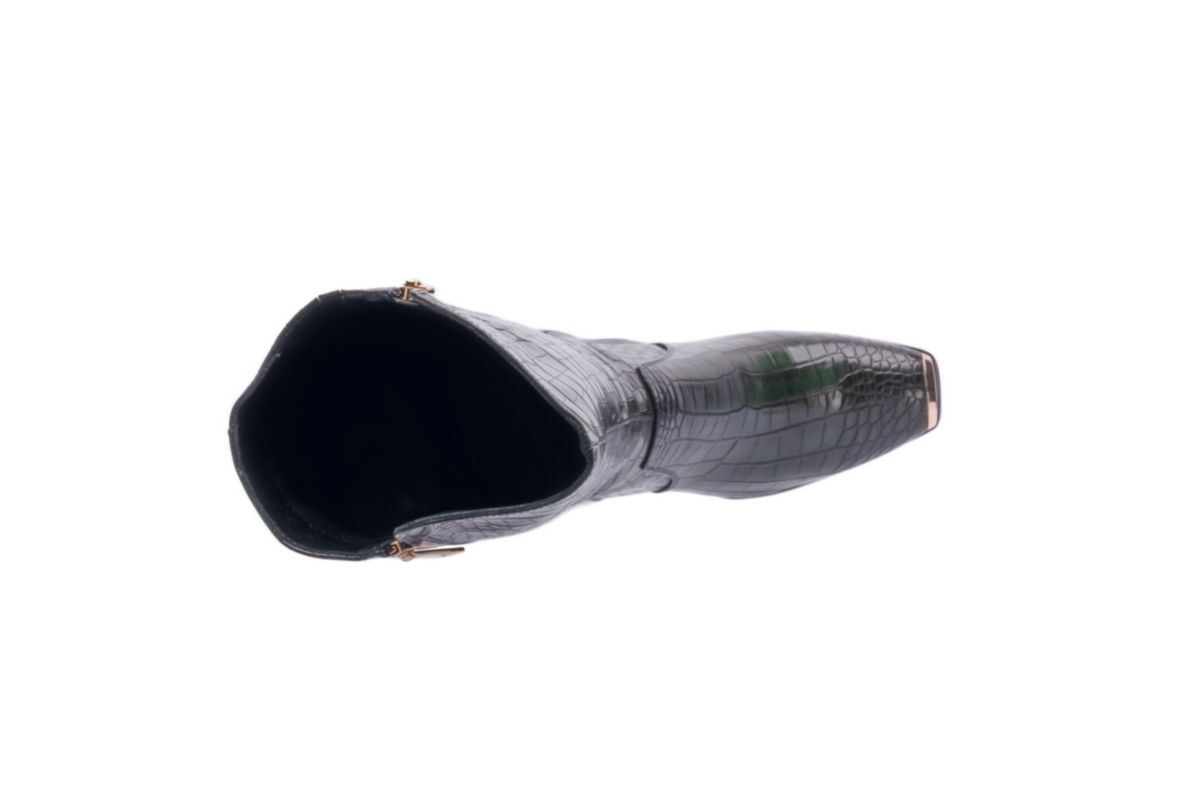 London, Tall Croco-Printed High Heel Boot