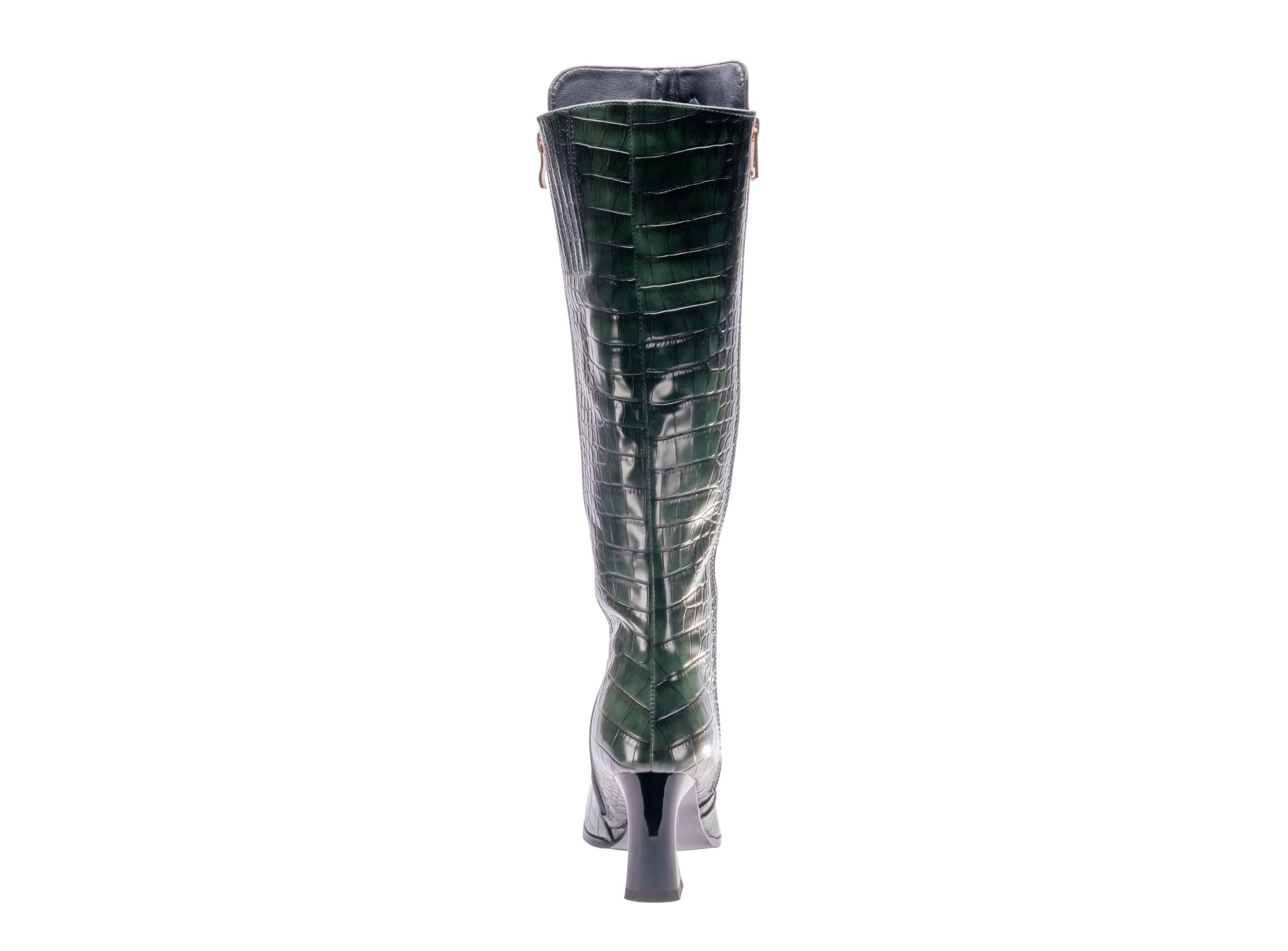 London, Tall Croco-Printed High Heel Boot