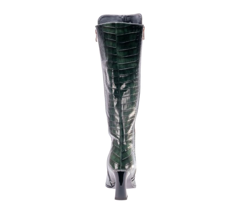 London, Tall Croco-Printed High Heel Boot