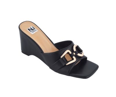 Ninety Union Women's Kensy Buckle Slide Wedge, Black, 11M