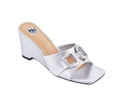 Ninety Union Women's Kensy Buckle Slide Wedge, Silver, 6M
