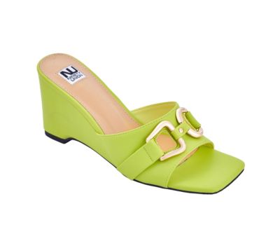 Ninety Union Women's Kensy Buckle Slide Wedge, Lime, 5M