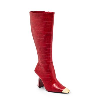 Ninety Union Women's Jada Metal Heel Cap Toe Tall Boot, Red, 12M