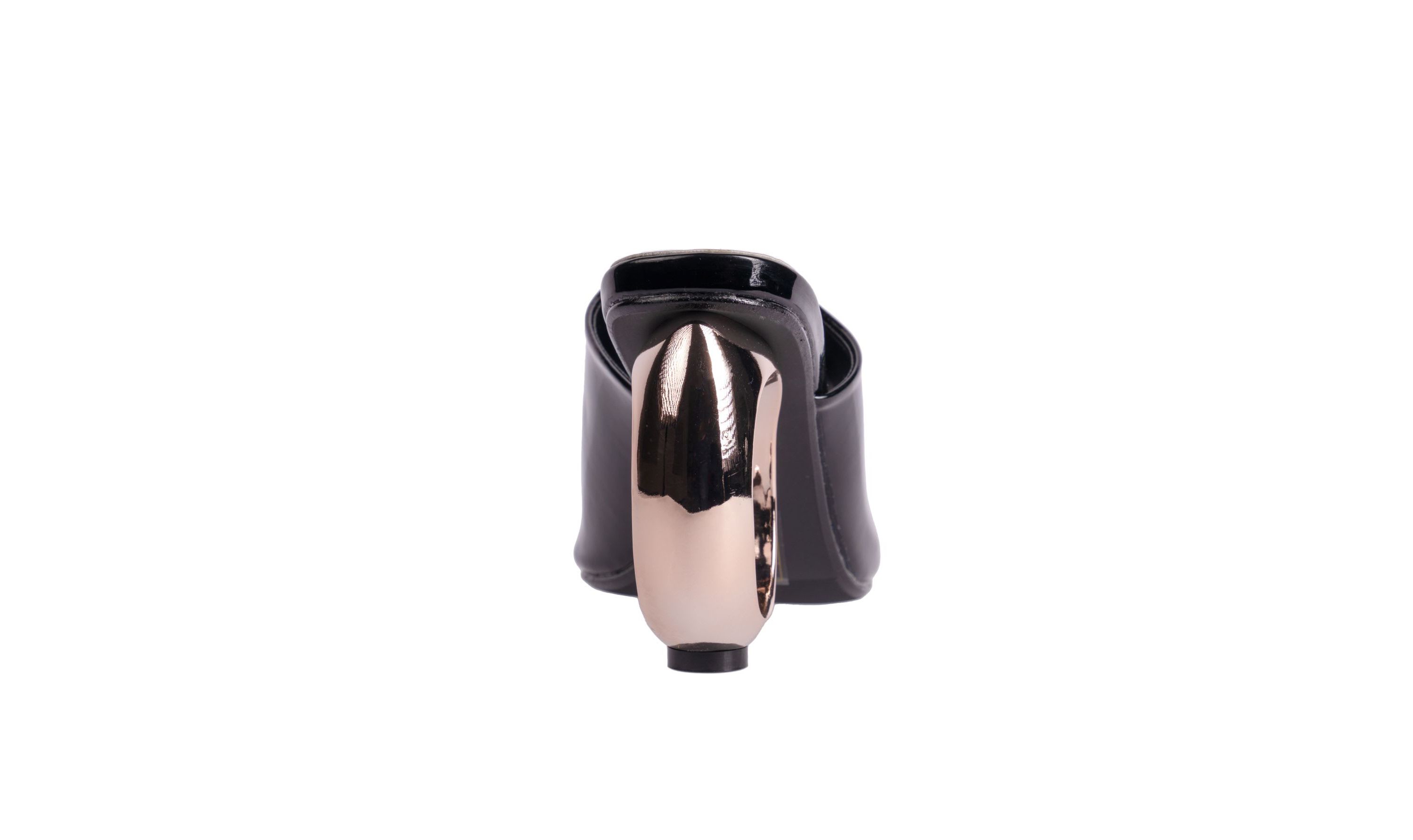 Jloo, Open Toe Slide With A Cool Circular Metallic Round Heel