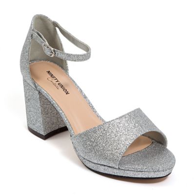 Ninety Union Women's Jazzy Small Platform Mid Heel Glitz Pump, Silver, 12M