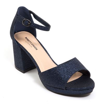 Ninety Union Women's Jazzy Small Platform Mid Heel Glitz Pump, Navy Blue, 13M