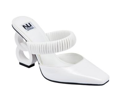 Ninety Union Women's Luna One Band Pump On A Self Colored Decorative Heel, White, 6M