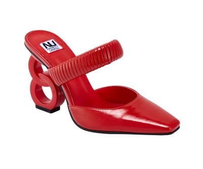 Ninety Union Women's Luna One Band Pump On A Self Colored Decorative Heel, Red, 6M