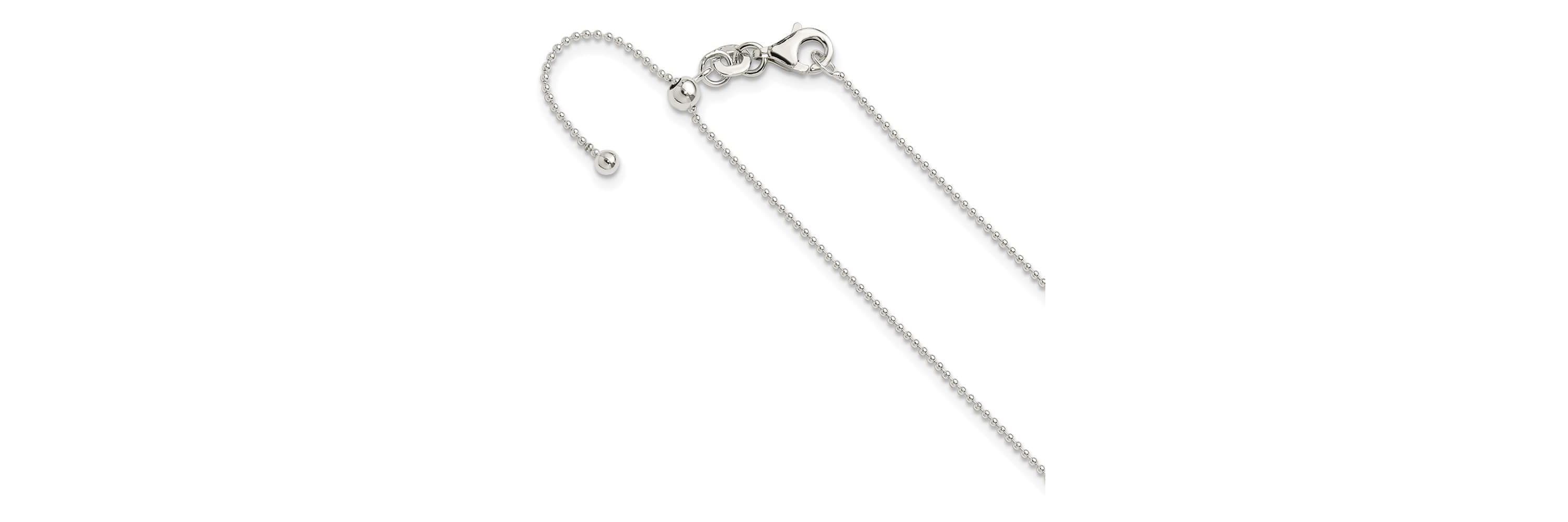 Sterling Silver Polished Beaded Adjustable Necklace