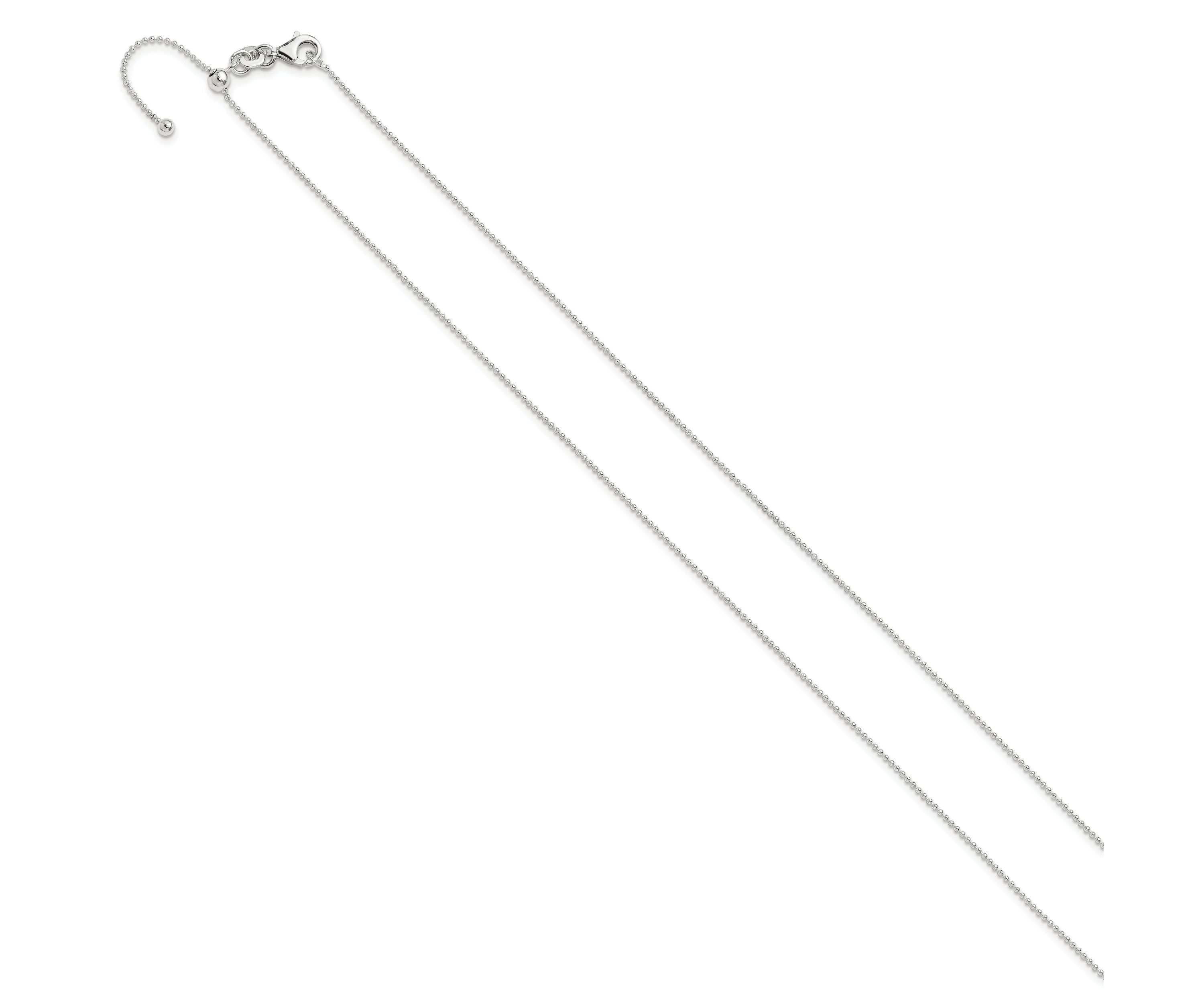 Sterling Silver Polished Beaded Adjustable Necklace