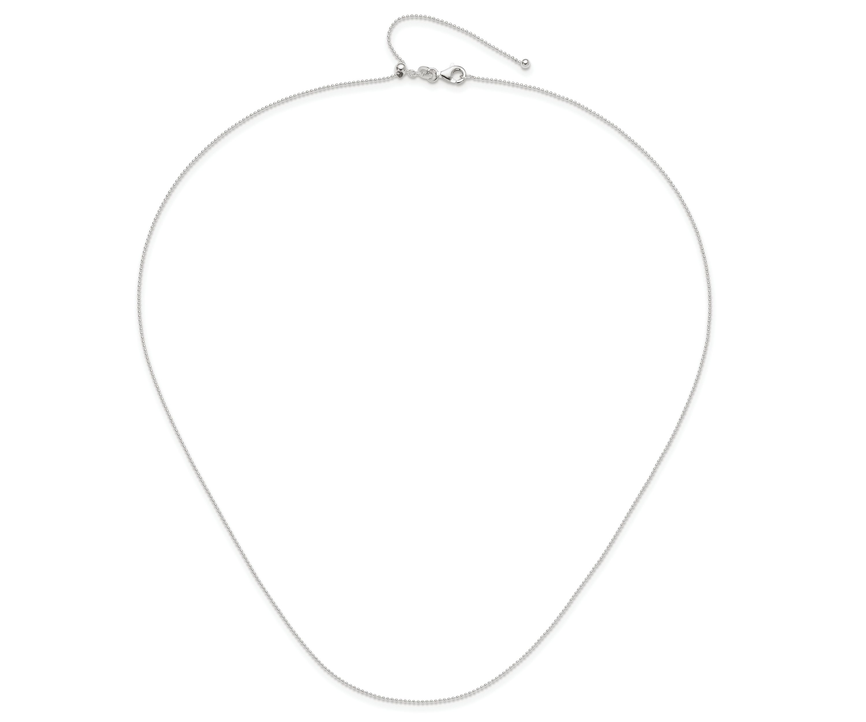 Sterling Silver Polished Beaded Adjustable Necklace