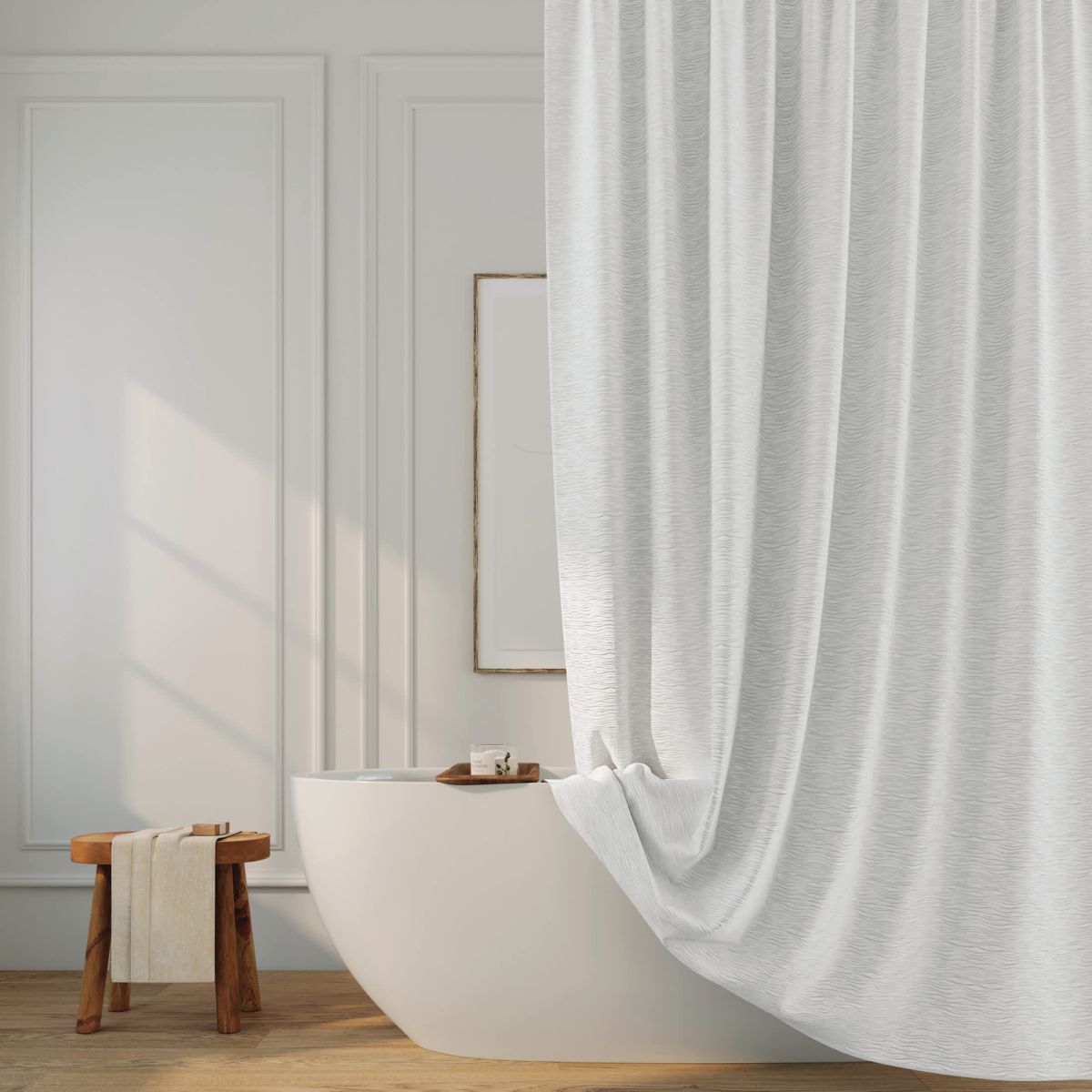 Merrow Puckered Wave Buttonhole Shower Curtain