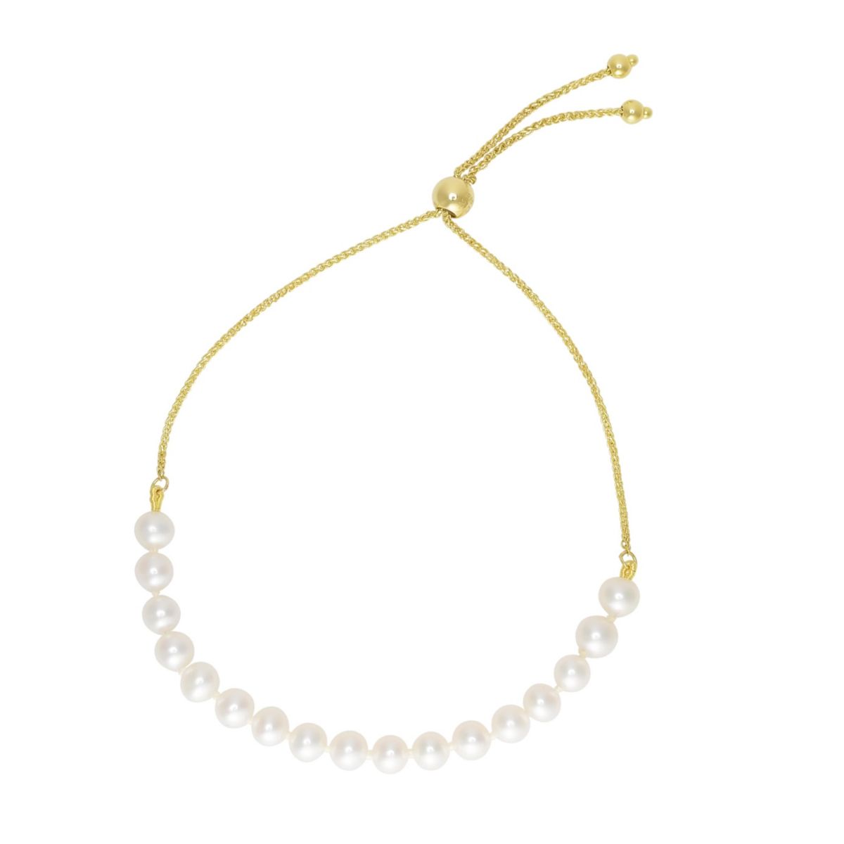 14K Gold Pearl Bolo Bracelet