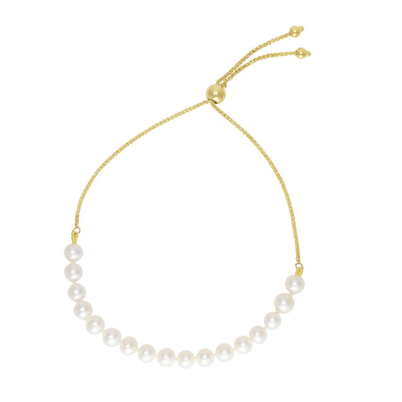 14K Gold Pearl Bolo Bracelet