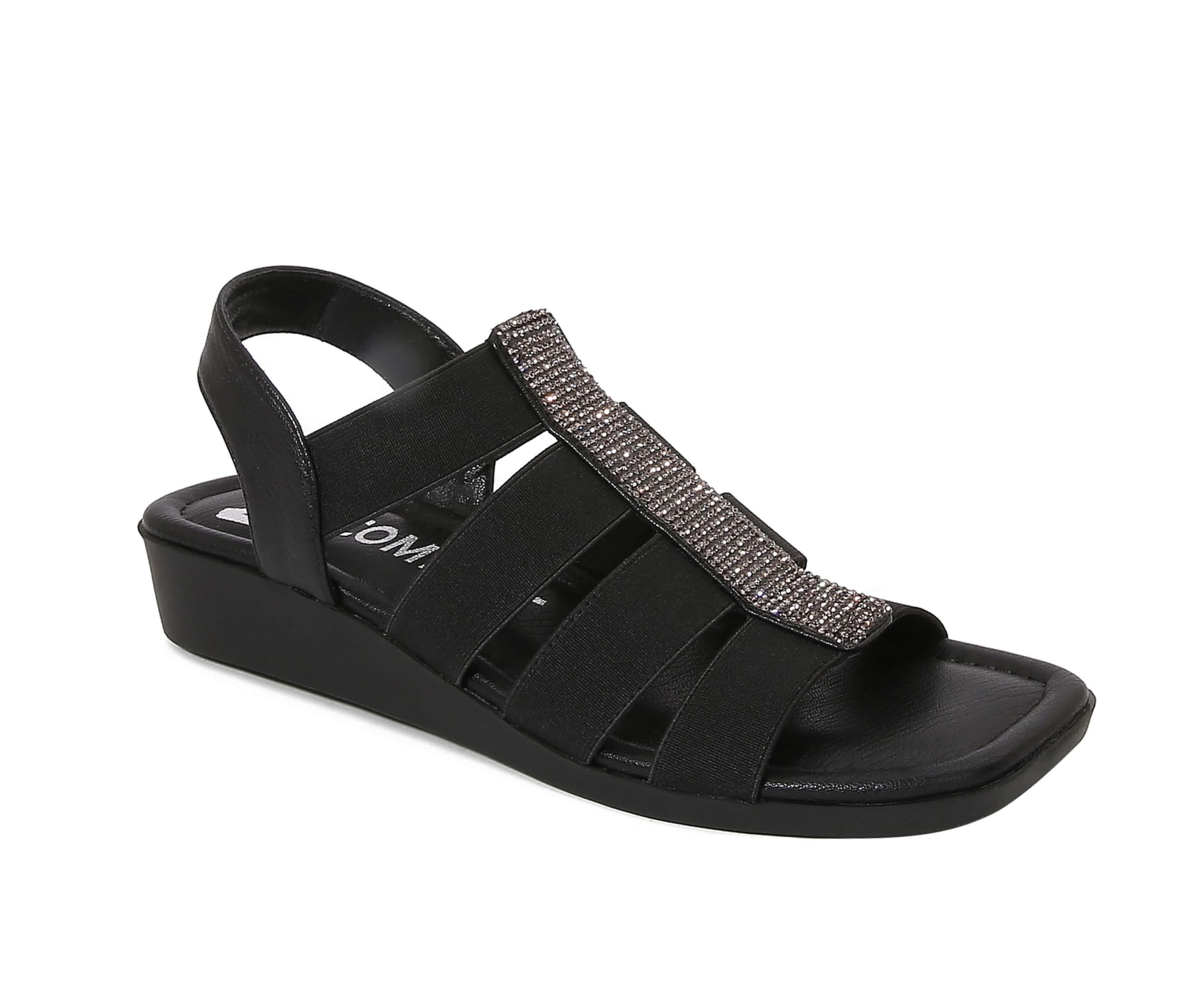 Sunset, Elastic Straps Low Wedge Sandal